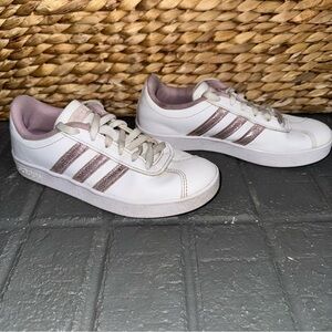 Adidas Neo VI Court K White With Purple Accents Size 1 Kids Girls